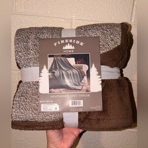 Fireside Heathered Knit Fleece Reverse Throw 50" x 60" Macy's NEW Brown